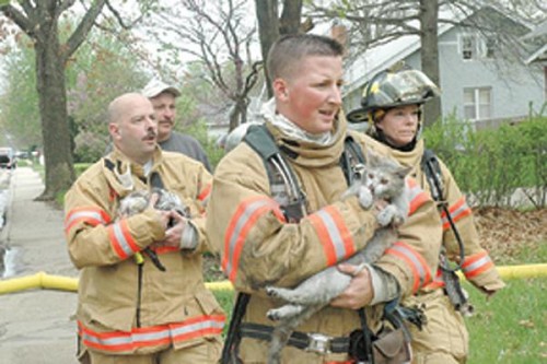 Beatrice firefighters return two rescued cats to their owner